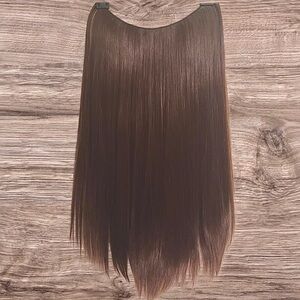 NWOT Invisible Halo Hair Extension Synthetic Clear Wire Band Dark Brown